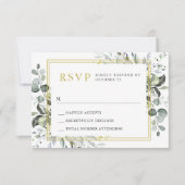 シンプルエレガント水カラーユーカリ結婚ス 出欠カード (正面)