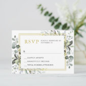 シンプルエレガント水カラーユーカリ結婚ス 出欠カード (スタンド正面)