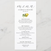 シンプルエレガント水カラーレモンシトラス結婚ズ メニュー (正面)