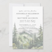 シンプルエレガント水カラー山結婚の 招待状 (正面)