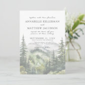 シンプルエレガント水カラー山結婚の 招待状 (スタンド正面)