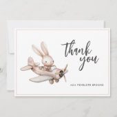 シンプルエレガント水カラー飛行機ベビーガール サンキューカード (正面)