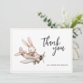 シンプルエレガント水カラー飛行機ベビーガール サンキューカード (スタンド正面)