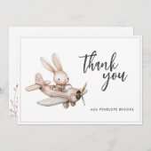 シンプルエレガント水カラー飛行機ベビーガール サンキューカード (正面/裏面)