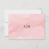 シンプルエレガント水彩桃色ウェディングRSVPカード 出欠カード (裏面)