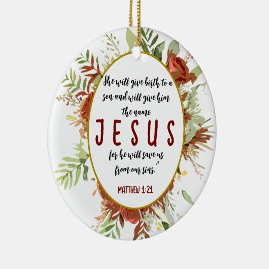 シンプルエレガント水彩花と聖句 セラミックオーナメント (右)