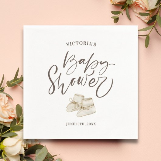 シンプルエレガント水彩赤ちゃんシャワー スタンダードカクテルナプキン