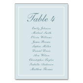 シンプルエレガント水色の白い座席表 テーブルナンバー (正面)