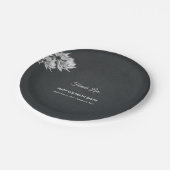 シンプルエレガント永遠の愛フローラブラック葬儀 ペーパープレート (アングル)