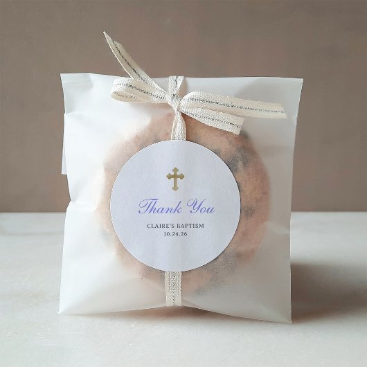 シンプルエレガント洗礼 | 金ゴールドフェイク交差 ラウンドシール