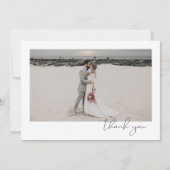 シンプルエレガント洗練ミニマル写真結婚s サンキューカード (正面)