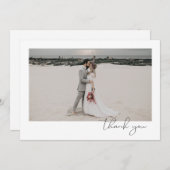 シンプルエレガント洗練ミニマル写真結婚s サンキューカード (正面/裏面)