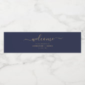 シンプルエレガント海軍と金ゴールド結婚のウォーターボトル ペットボトルラベル (シングルラベル)