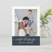 シンプルエレガント海軍の脚本家の写真イースター シーズンカード (スタンド正面)