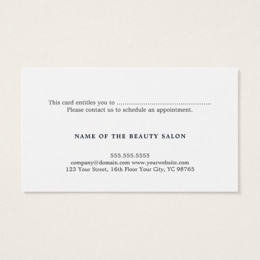 シンプルエレガント清白金ゴールドフェイクギフトカード (裏面)