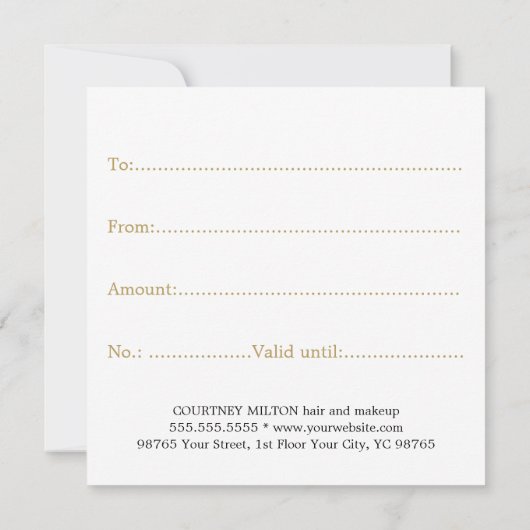 シンプルエレガント清白金フェイクギフト ノートカード (裏面)