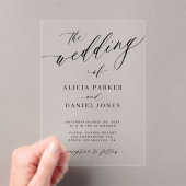 シンプルエレガント澄ん書結婚の アクリル招待状 (インサイチュ (ポータブル))