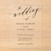 シンプルエレガント澄ん書結婚の アクリル招待状 (正面)