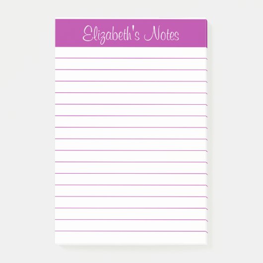 シンプルエレガント濃いピンクの裏地パーソナライズされた ポストイット (正面)