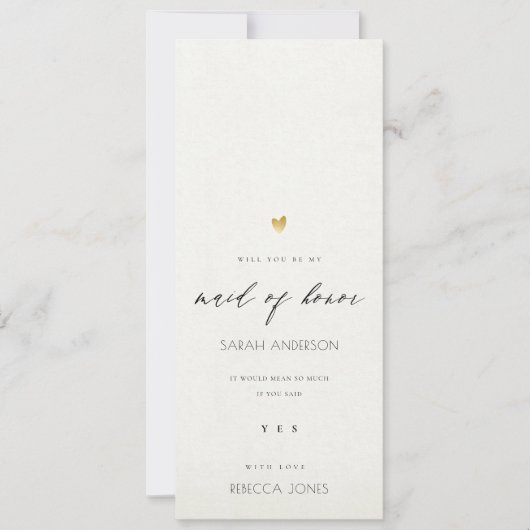 シンプルエレガント灰色金ゴールドタイポグラフィメイド・オブ・オーナー（花嫁付き添い人） 招待状 (正面)