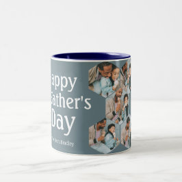 シンプルエレガント父の日Hexagon Photo Collage ツートーンマグカップ