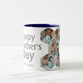 シンプルエレガント父の日Hexagon Photo Collage ツートーンマグカップ