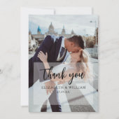シンプルエレガント白オーバーレイ2結婚枚 サンキューカード (正面)