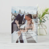 シンプルエレガント白オーバーレイ2結婚枚 サンキューカード (スタンド正面)