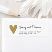 シンプルエレガント白フェイク金ゴールド結婚ハート ラベル (インサイチュ)