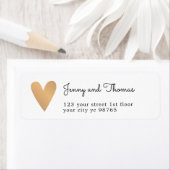 シンプルエレガント白フェイク金ゴールド結婚ハート ラベル (インサイチュ)