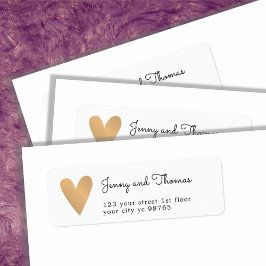 シンプルエレガント白フェイク金ゴールド結婚ハート ラベル