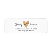 シンプルエレガント白フェイク金ゴールド結婚ハート ラベル (正面)