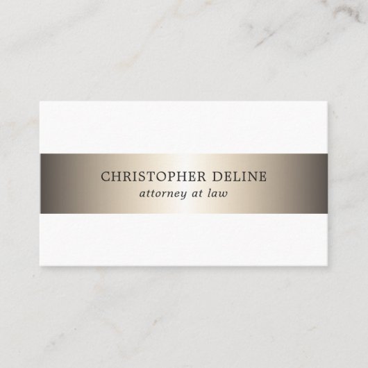 シンプルエレガント白フェイク金属ストライプ弁護士 名刺 (正面)