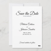 シンプルエレガント白伝統的結婚の セーブザデート (正面)