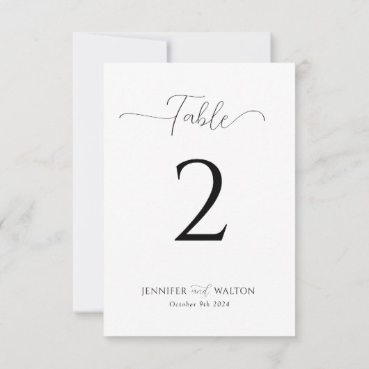 シンプルエレガント白結婚のテーブル番号 (裏面)