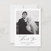 シンプルエレガント白結婚の2枚の写真 サンキューカード (正面)