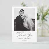 シンプルエレガント白結婚の2枚の写真 サンキューカード (スタンド正面)