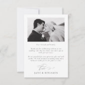 シンプルエレガント白結婚の2枚の写真 サンキューカード (裏面)