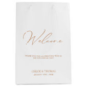 シンプルエレガント白結婚歓迎 ミディアムペーパーバッグ (正面)