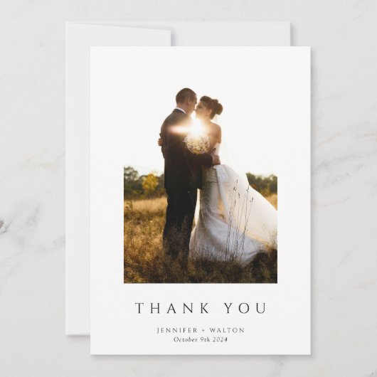 シンプルエレガント白結婚病 サンキューカード (正面)