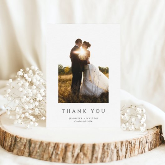 シンプルエレガント白結婚病 サンキューカード
