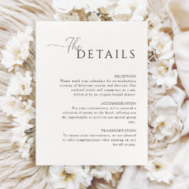 シンプルエレガント白結婚詳細 エンクロージャーカード