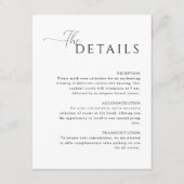 シンプルエレガント白結婚詳細 エンクロージャーカード (正面)