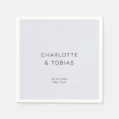 シンプルエレガント白結婚青 スタンダードカクテルナプキン (正面)