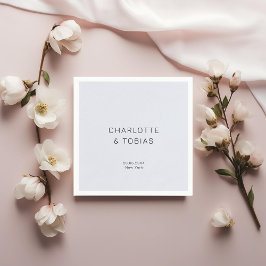 シンプルエレガント白結婚青 スタンダードカクテルナプキン