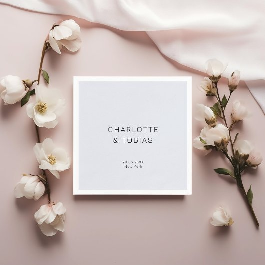 シンプルエレガント白結婚青 スタンダードカクテルナプキン