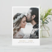 シンプルエレガント白縁どScript Photoカスタム Photo セーブザデート (スタンド正面)