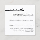 シンプルエレガント白黒のヘアピンのヘアスタイリスト 予約カード (正面)