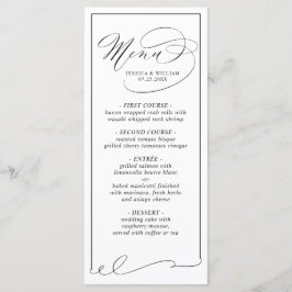シンプルエレガント白黒のメ結婚ニュー・カード メニュー