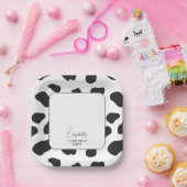 シンプルエレガント白黒の牛の誕生日パーティー ペーパープレート (パーティー)